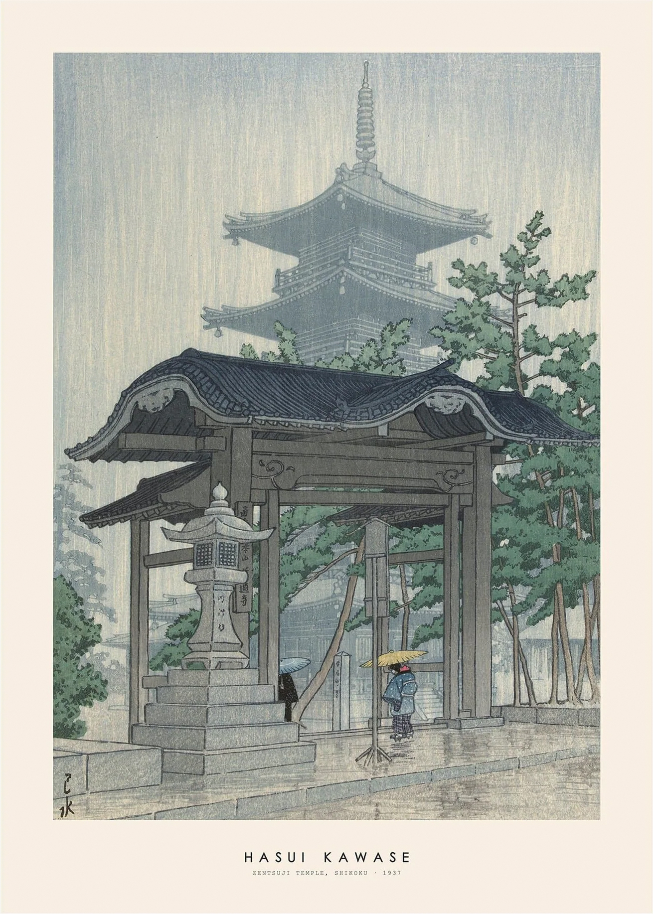Rosa Zentsuji Temple Shikoku Hasui Kawase - Hasui Kawase Plakater