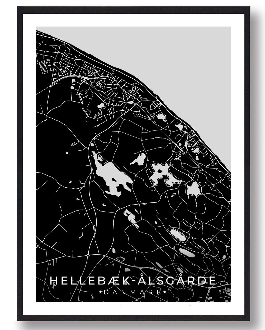 Sort Hellebæk Ålsgårde Plakat - Plakatdyr.dk Plakater