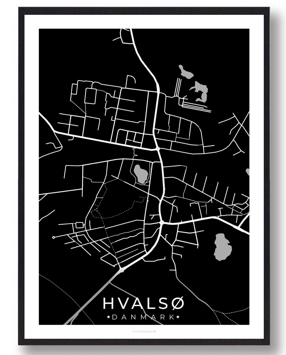 Sort Hvalsø Plakat - Plakatdyr.dk Plakater