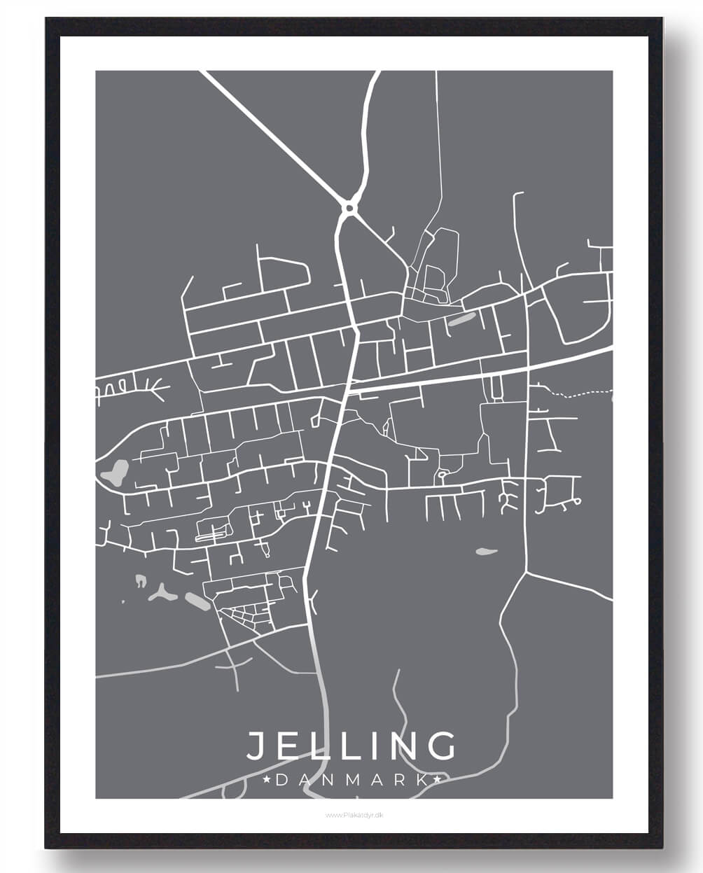 Jelling Plakat Grå - Plakatdyr.dk Plakater
