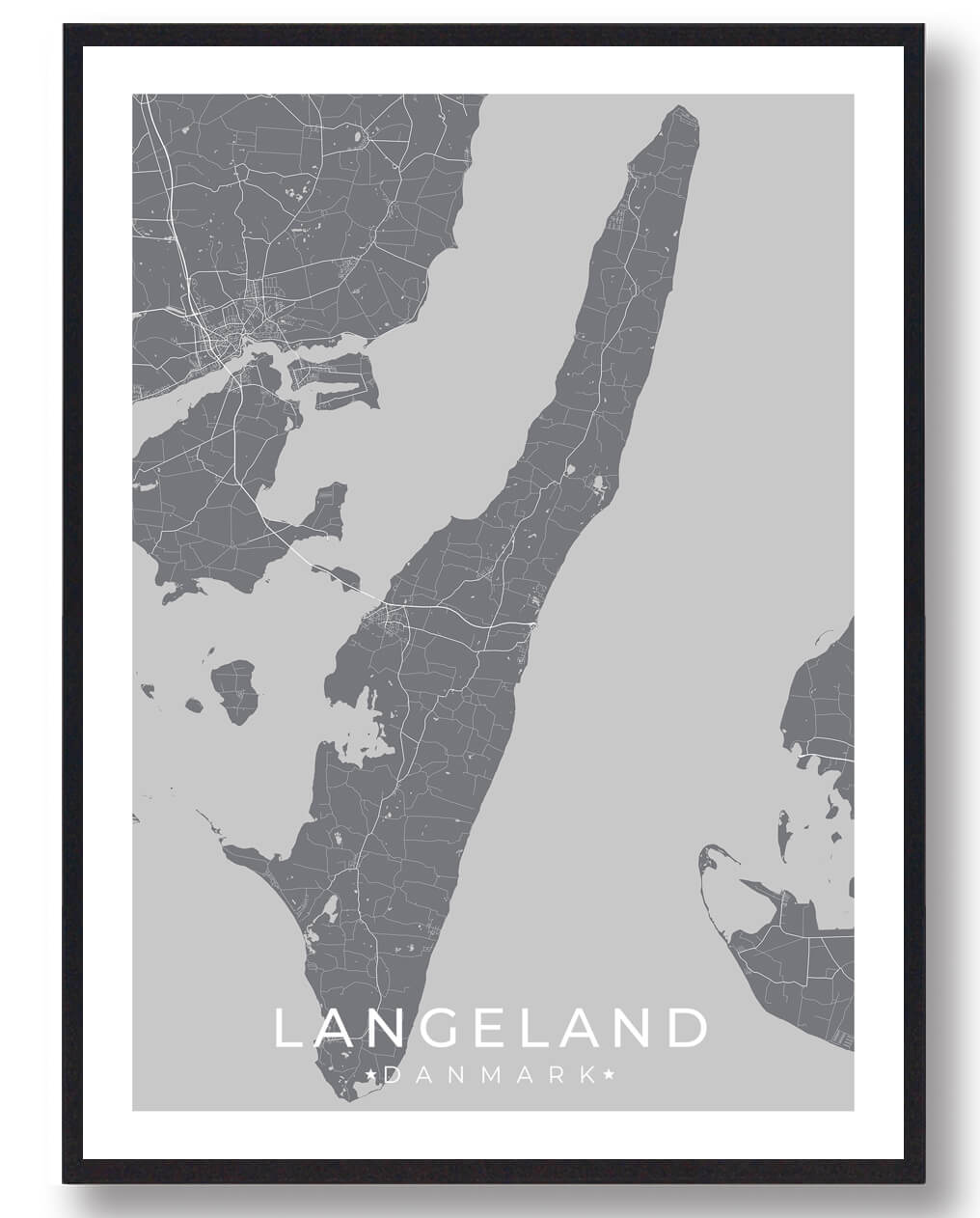 Langeland Plakat Grå - Plakatdyr.dk Plakater