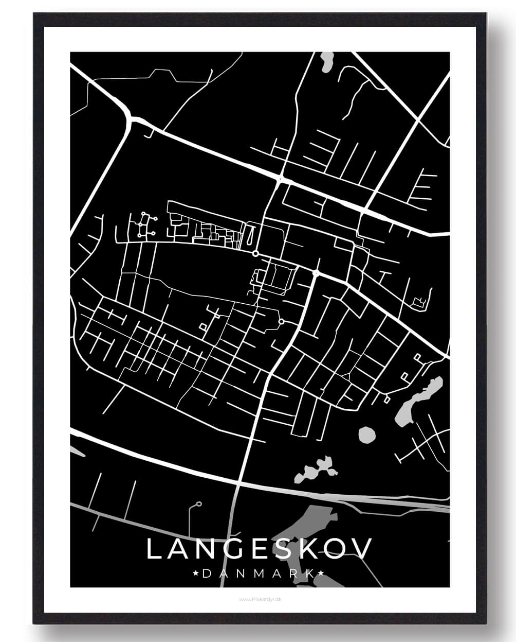 Sort Langeskov Plakat - Plakatdyr.dk Plakater