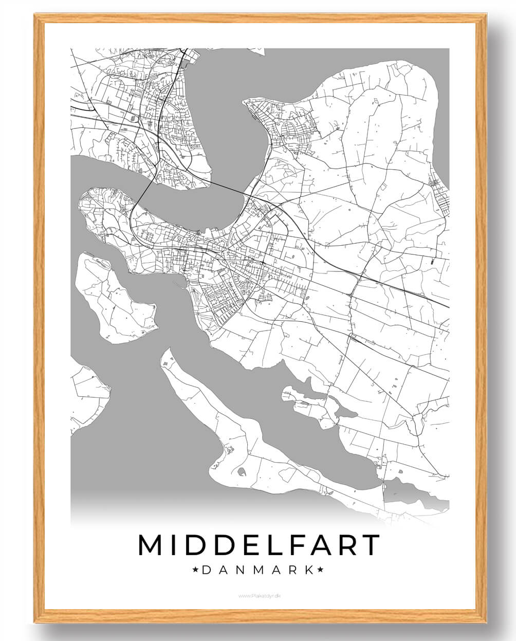 Hvid Middelfart Plakat - Plakatdyr.dk Plakater