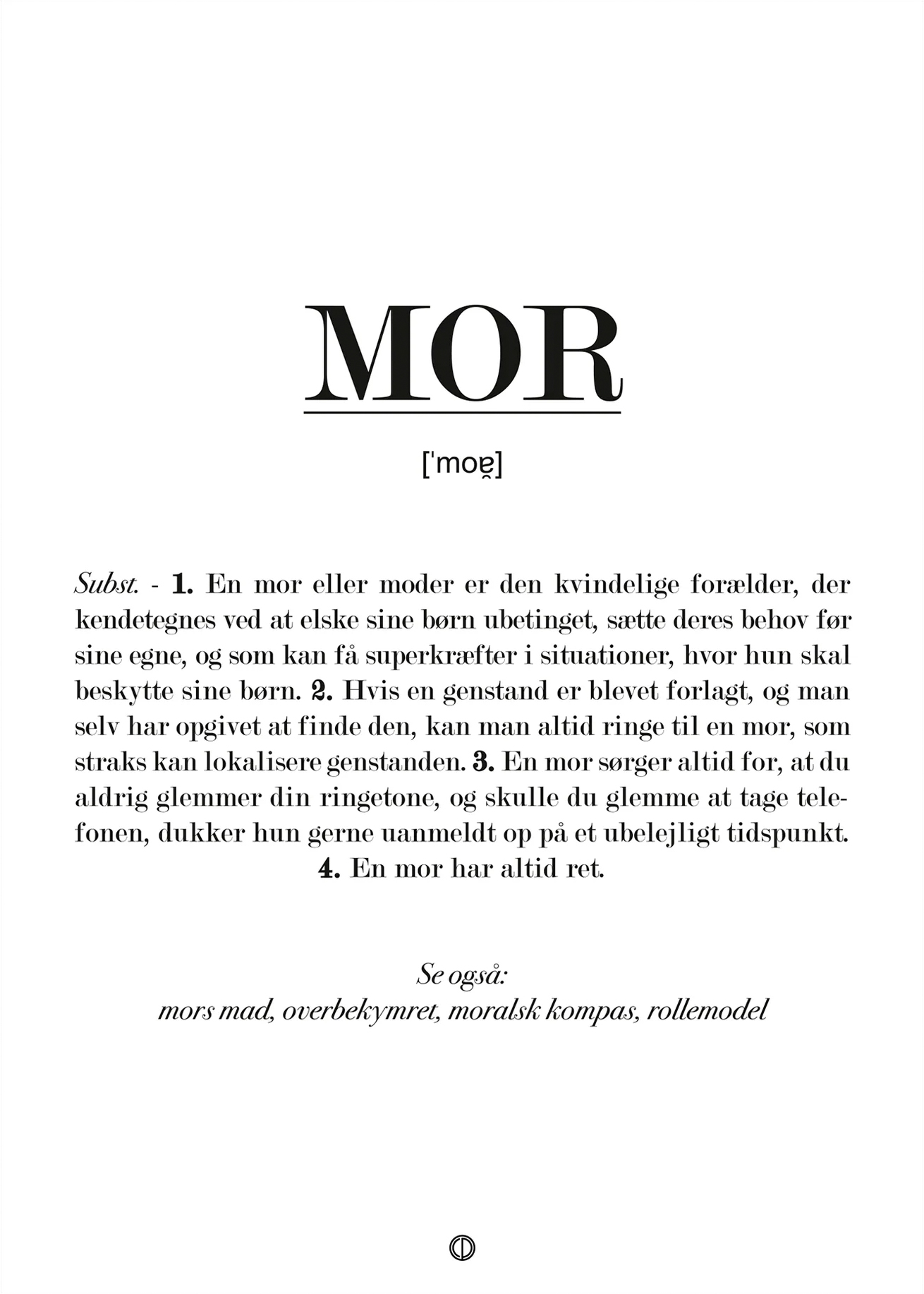 Rosa Mor Definition Citatplakat - Songshape Plakater