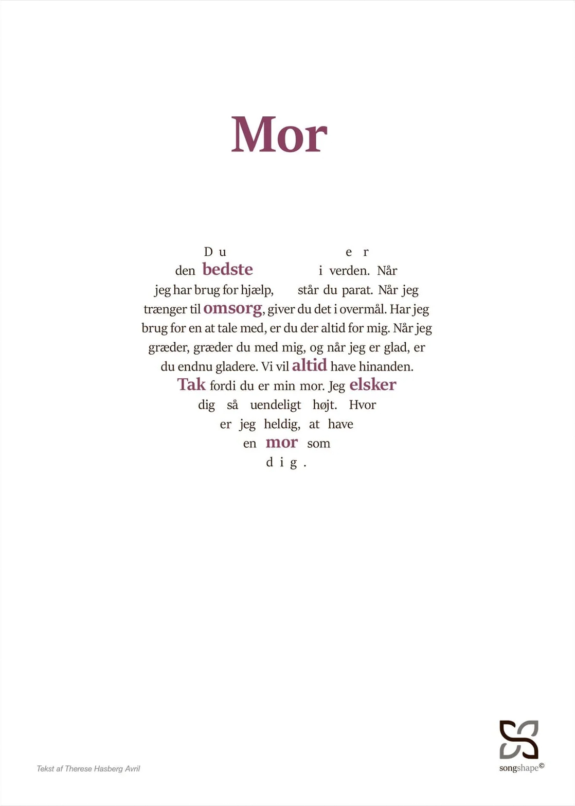 Rosa Mor Songshape - Songshape Plakater