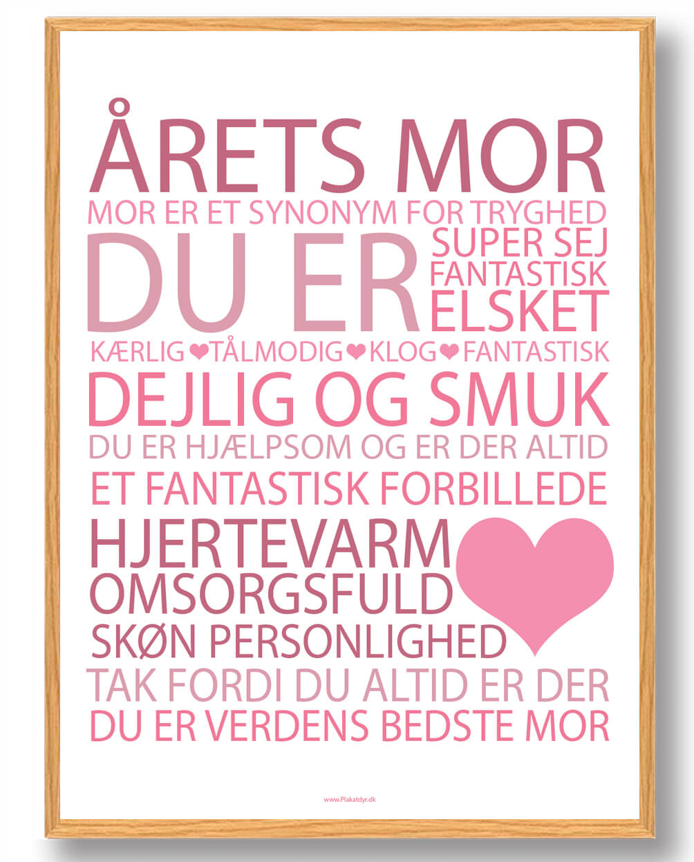 Lyserød Årets Mor Plakat - Plakatdyr.dk Plakater