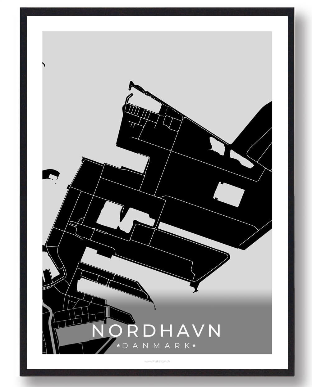 Sort Nordhavn Plakat - Plakatdyr.dk Plakater