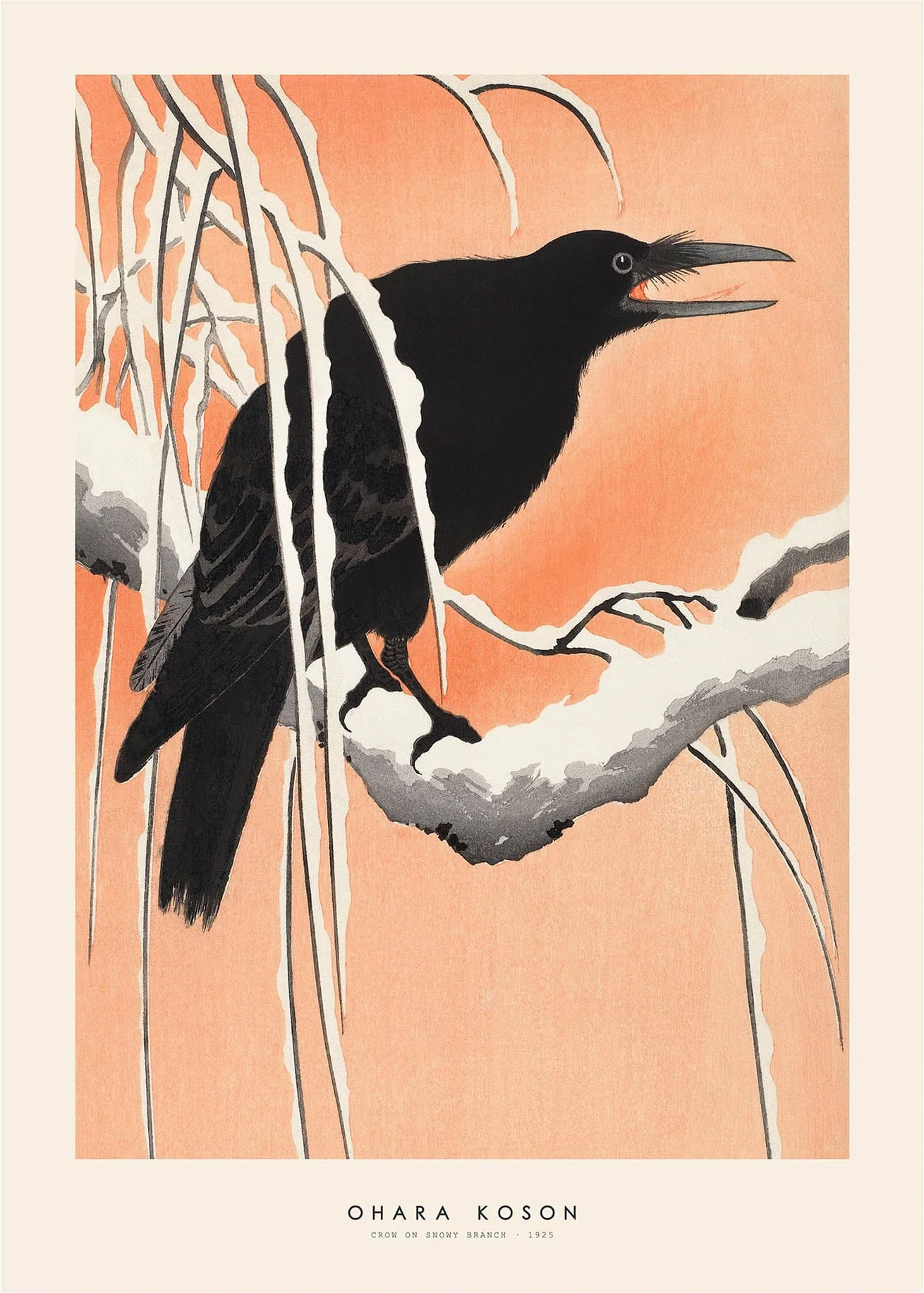Rosa Crow Snowy Branch Ohara Koson - Ohara Koson Plakater