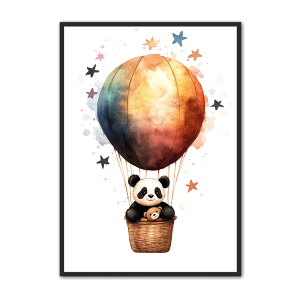 Panda Plakat Regnbueballon Naturlig Panda Børneplakat - Plakat Portalen Plakater