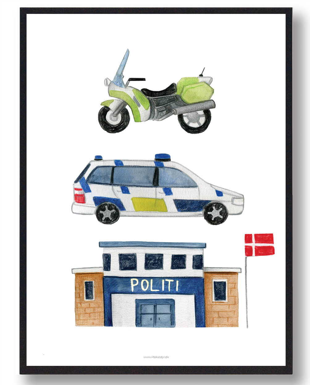 Politistation Håndtegnet Plakat - Plakatdyr.dk Plakater