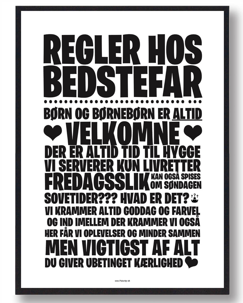 Regler Hos Bedstefar Plakat - Plakatdyr.dk Plakater