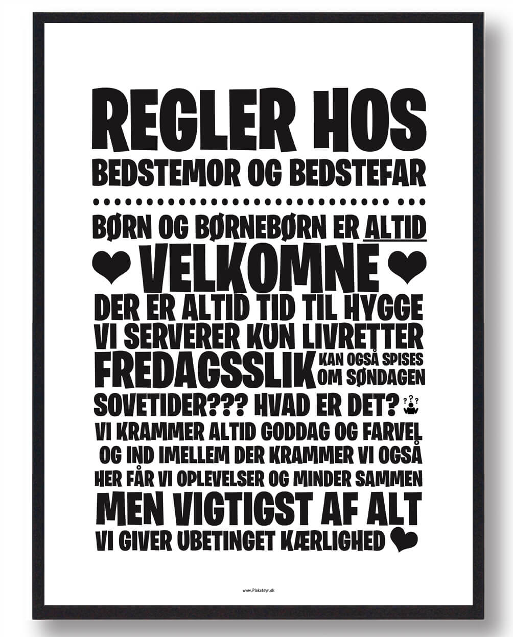 Regler Hos Bedsteforældre Plakat - Plakatdyr.dk Plakater