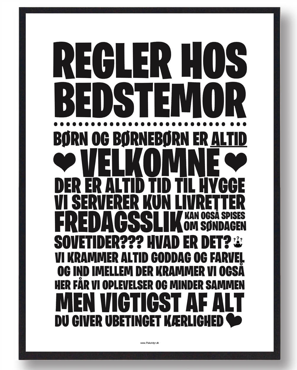 Regler Hos Bedstemor Plakat - Plakatdyr.dk Plakater