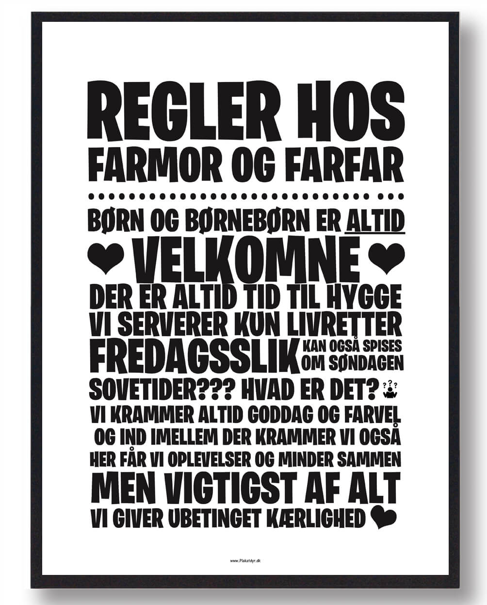 Regler Hos Farmor Farfar Plakat - Plakatdyr.dk Plakater