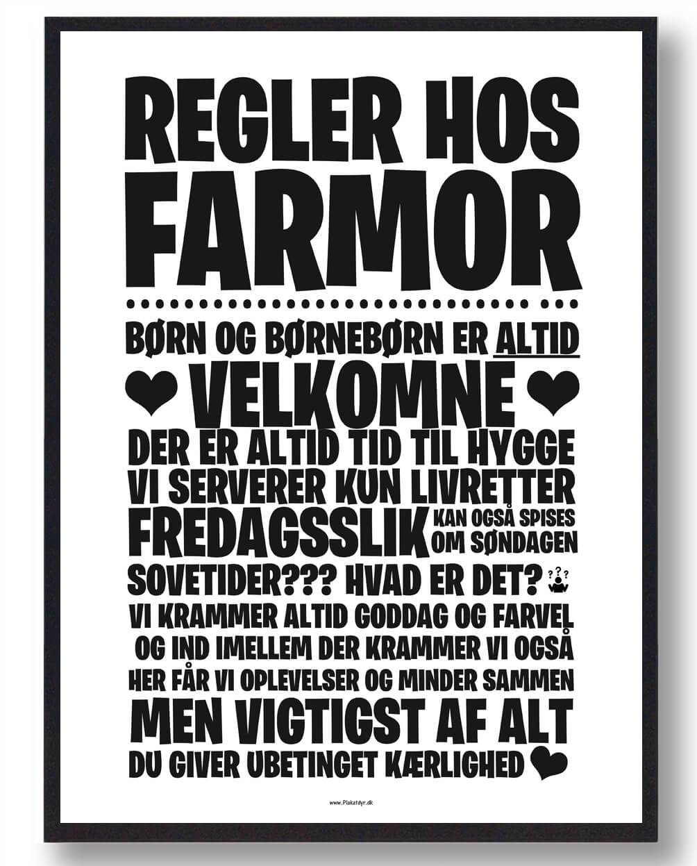 Regler Hos Farmor Plakat - Plakatdyr.dk Plakater