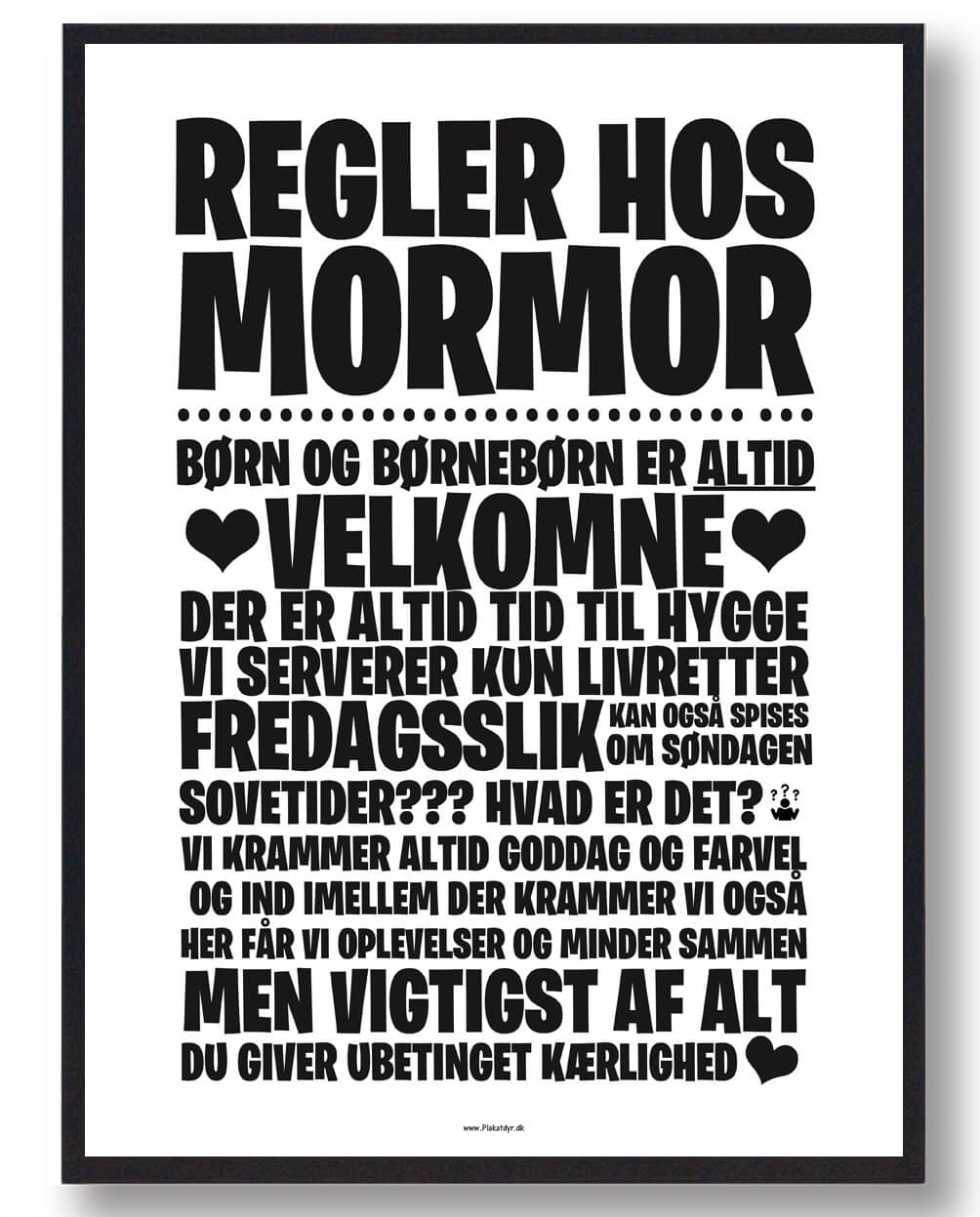 Regler Hos Mormor Plakat - Plakatdyr.dk Plakater
