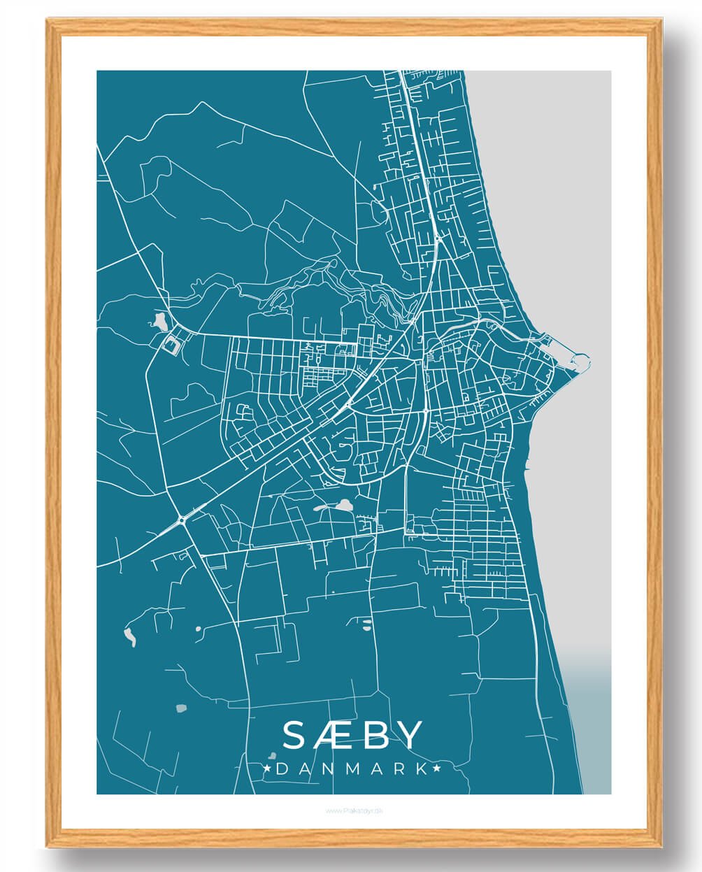 Blå Sæby Plakat - Plakatdyr.dk Plakater