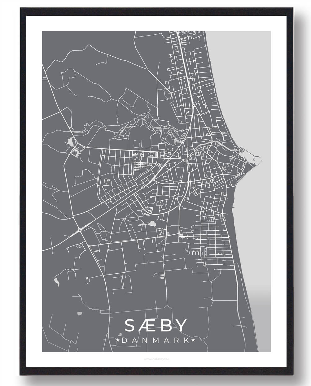 Sæby Plakat Grå - Plakatdyr.dk Plakater