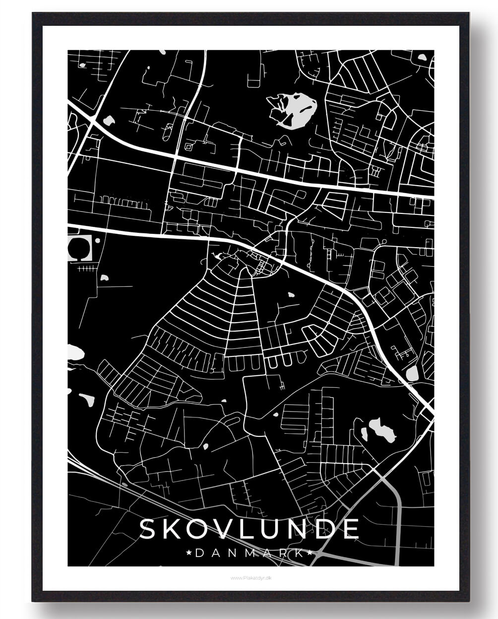 Sort Skovlunde Plakat - Plakatdyr.dk Plakater