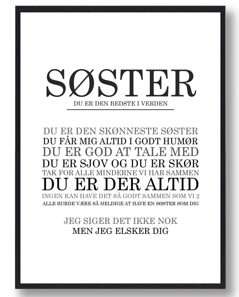 Søster Den Bedste Plakat - Plakatdyr.dk Plakater