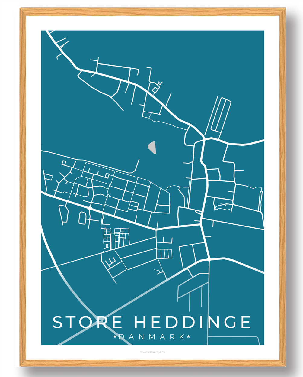 Blå Store Heddinge Plakat - Plakatdyr.dk Plakater