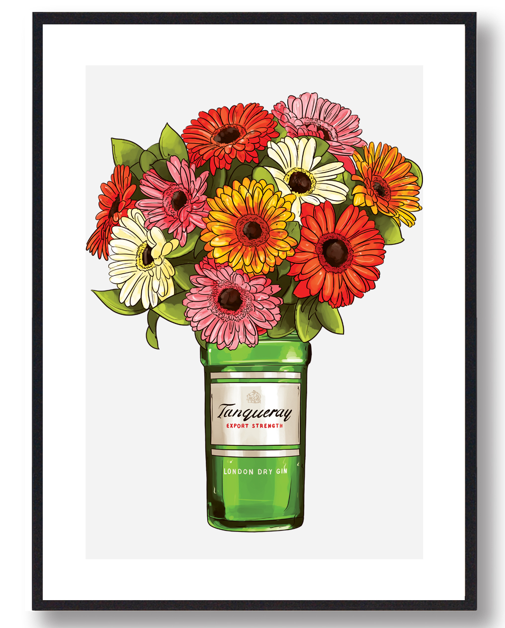 Blomster Tangerine Flaske Plakat Grå - Plakatdyr.dk Plakater