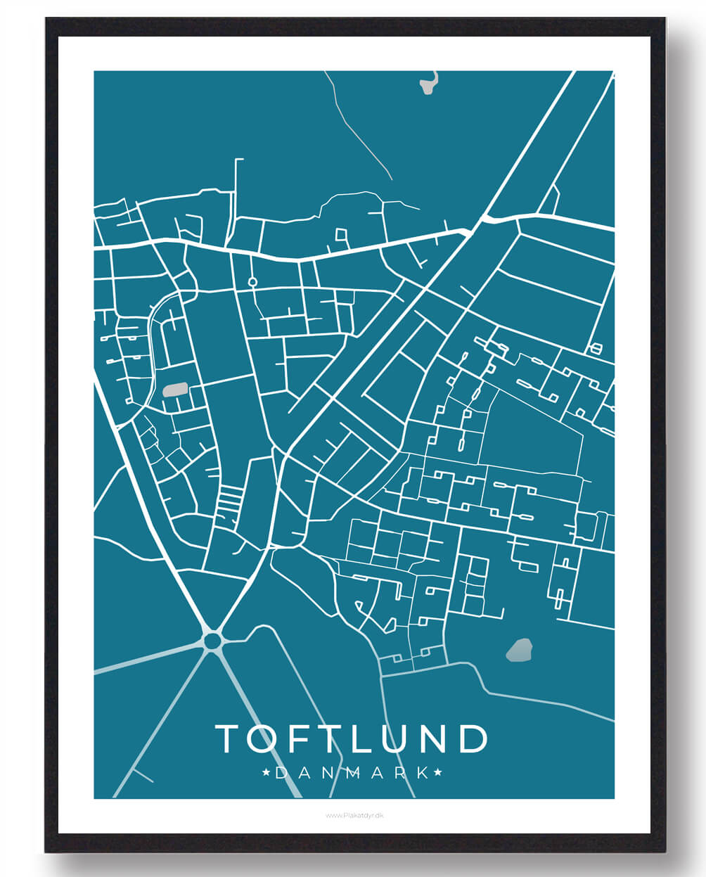 Blå Toftlund Plakat - Plakatdyr.dk Plakater