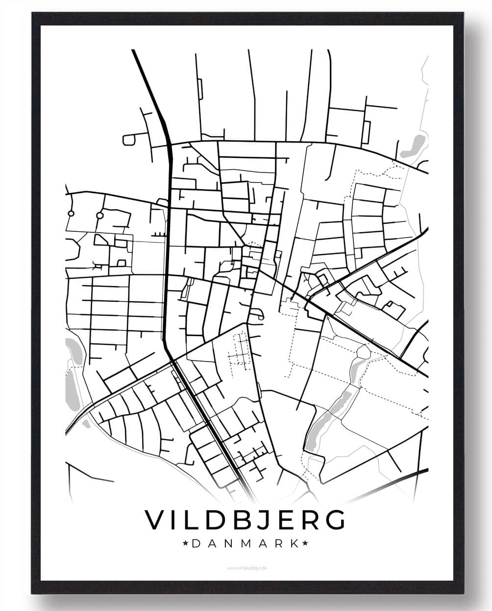 Hvid Vildbjerg Plakat - Plakatdyr.dk Plakater