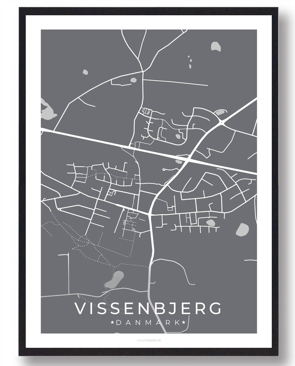Vissenbjerg Plakat Grå - Plakatdyr.dk Plakater