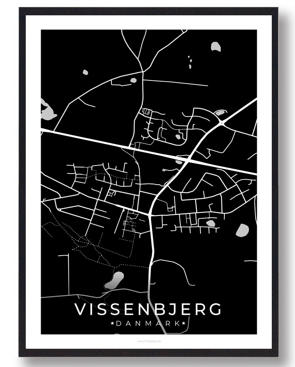 Sort Vissenbjerg Plakat - Plakatdyr.dk Plakater
