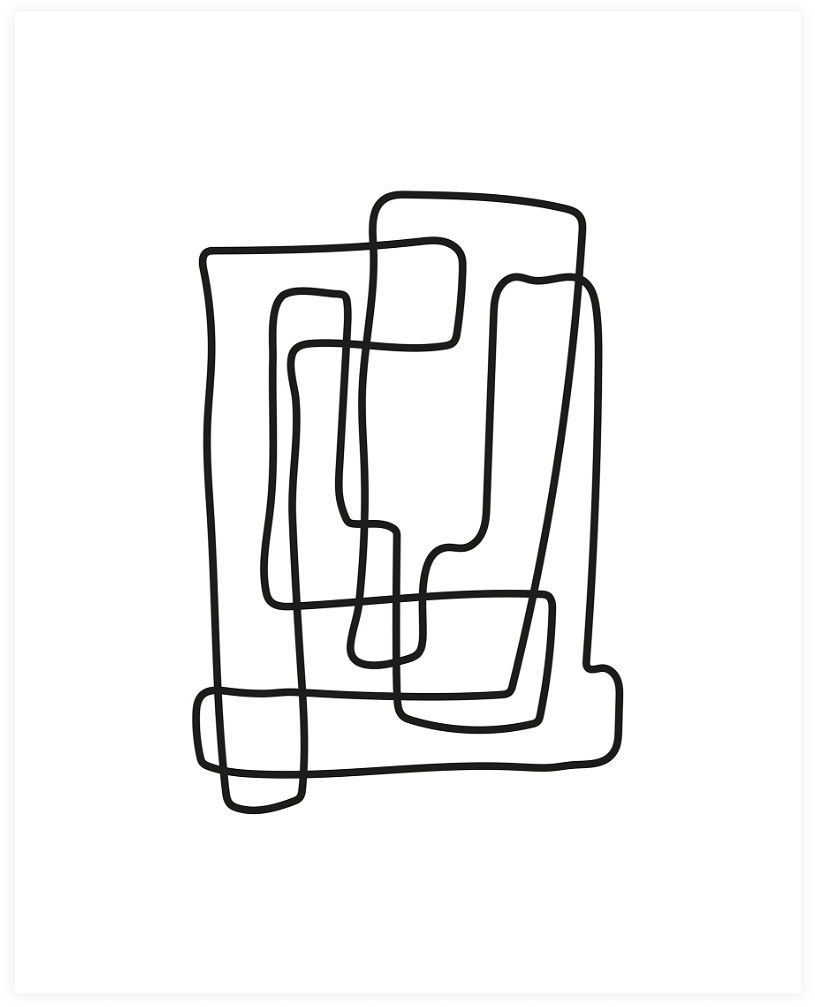 Hvid Plakat Woood Exclusive Lines Abstrakt Sort Kunsttryk Syrefrit Papir 5x65 - Woood Plakater  - 8714713134090