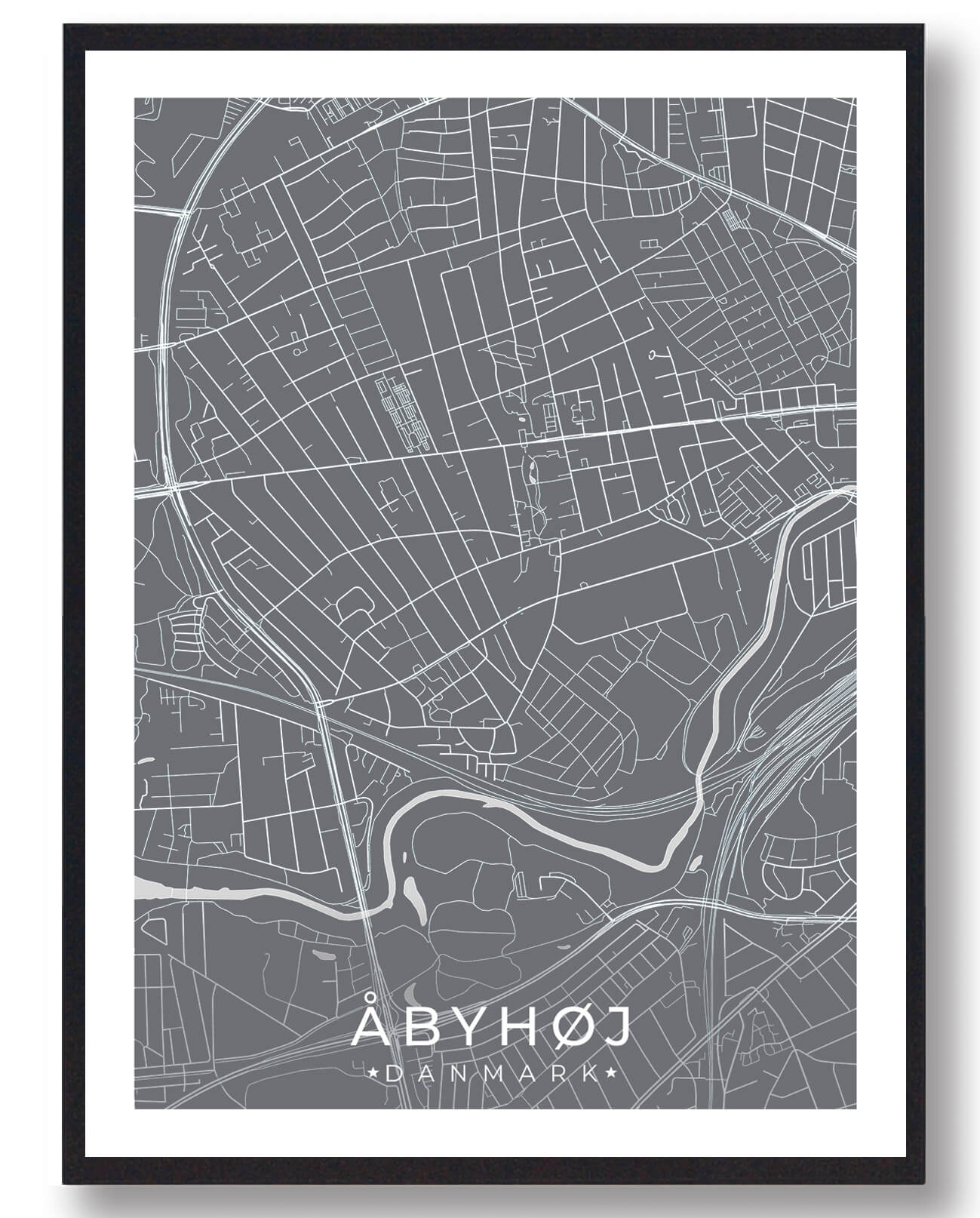 Åbyhøj Plakat Grå - Plakatdyr.dk Plakater