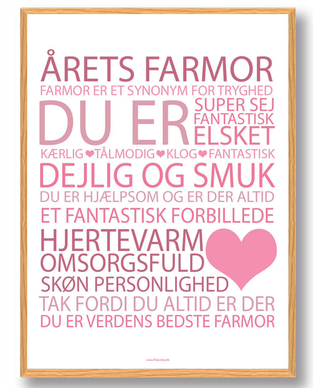 Lyserød Årets Farmor Plakat - Plakatdyr.dk Plakater