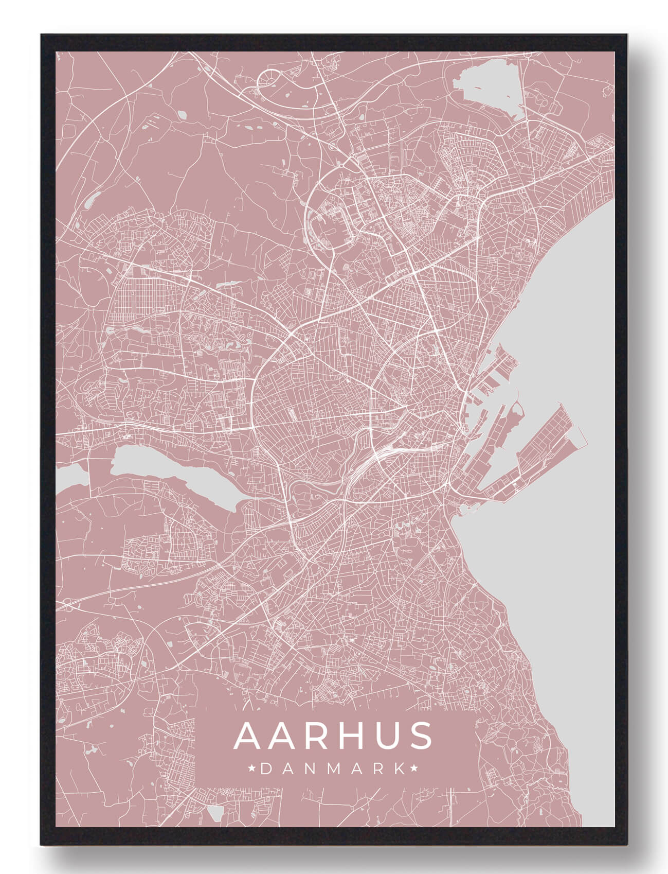 Lyserød Aarhus Plakat - Plakatdyr.dk Plakater
