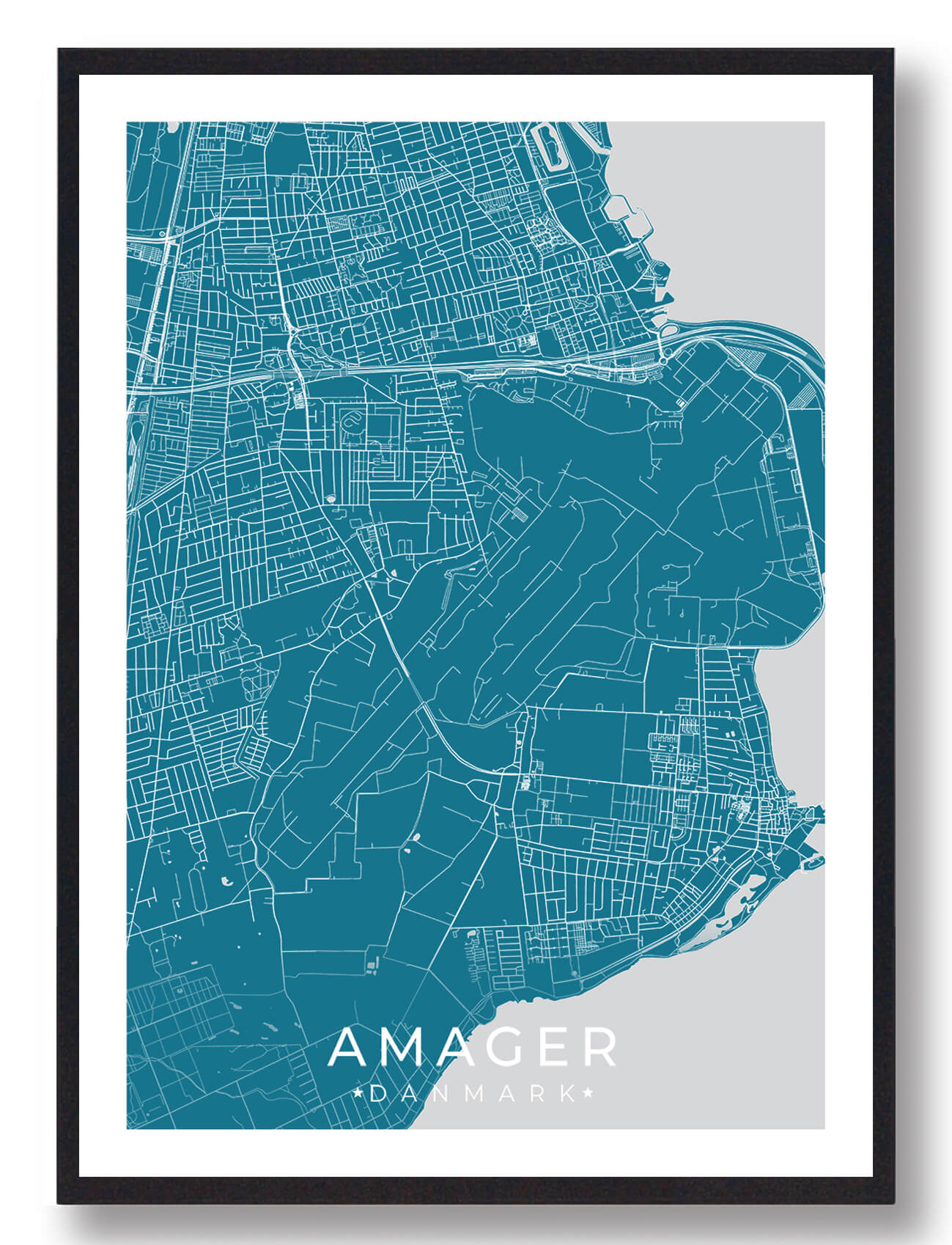 Blå Amager Plakat - Plakatdyr.dk Plakater