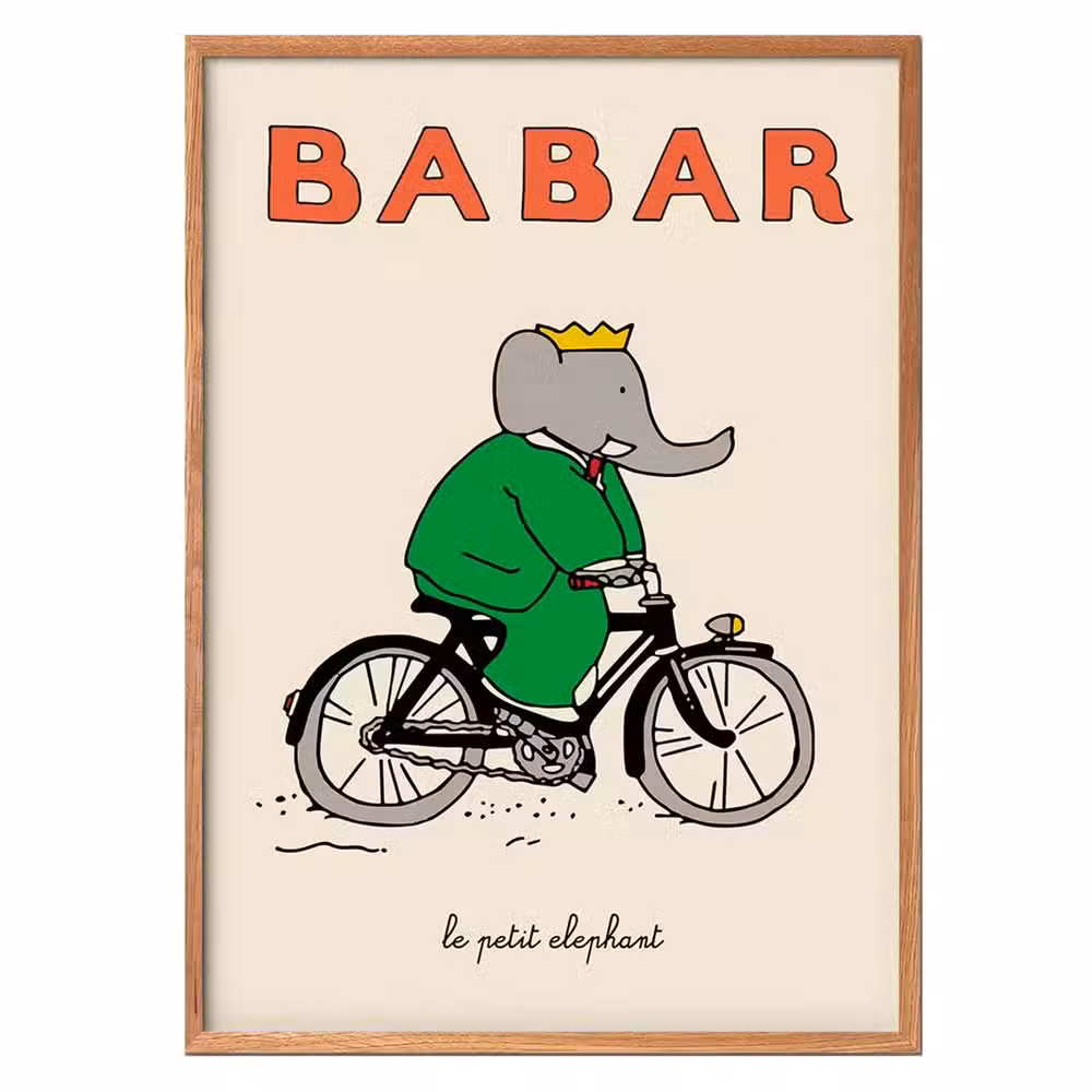 Babar Plakat Babar Cykel - Plakater