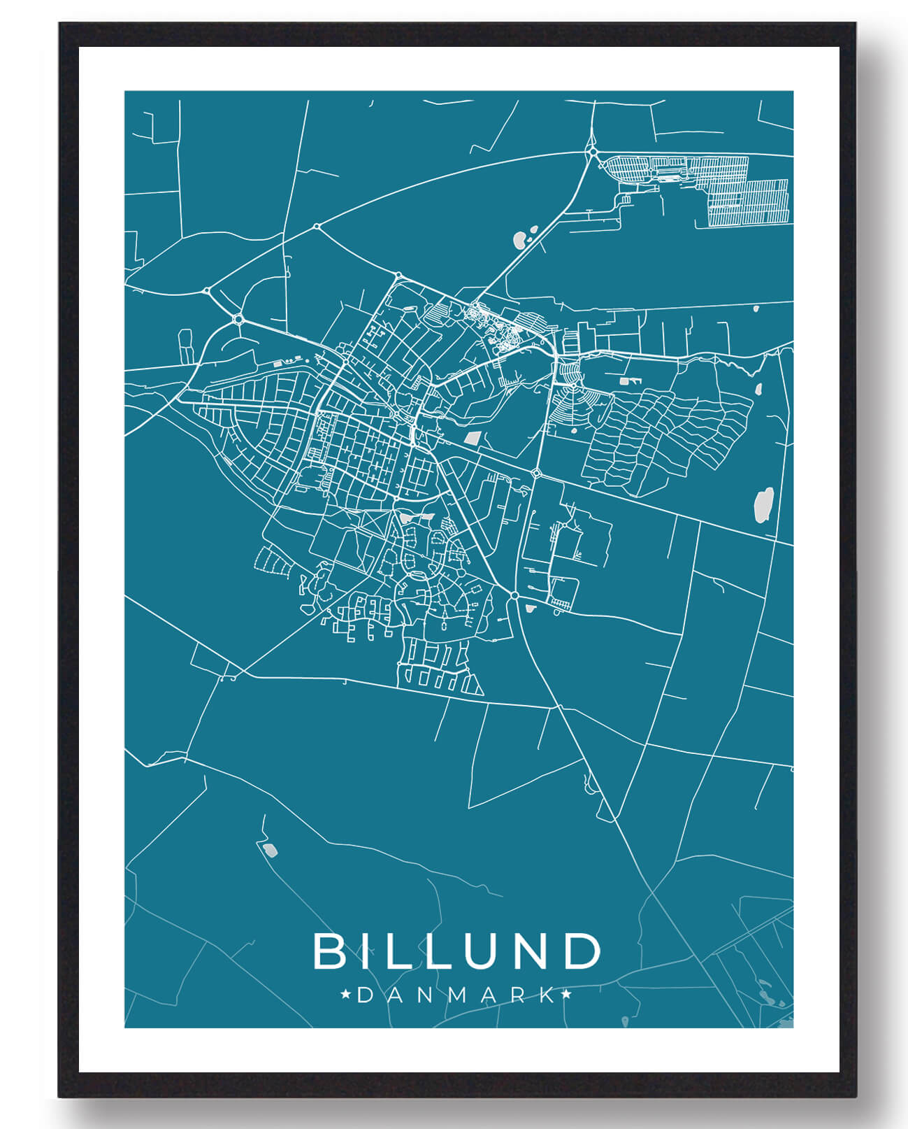 Blå Billund Plakat - Plakatdyr.dk Plakater