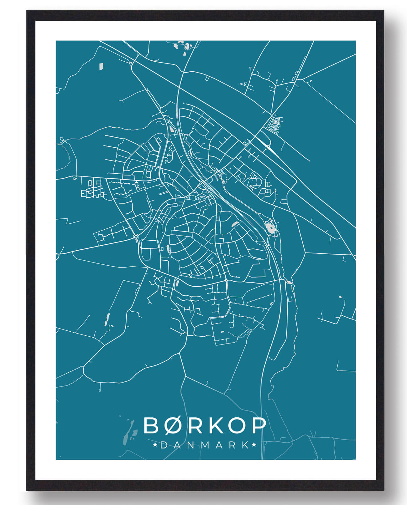 Blå Børkop Plakat - Plakatdyr.dk Plakater