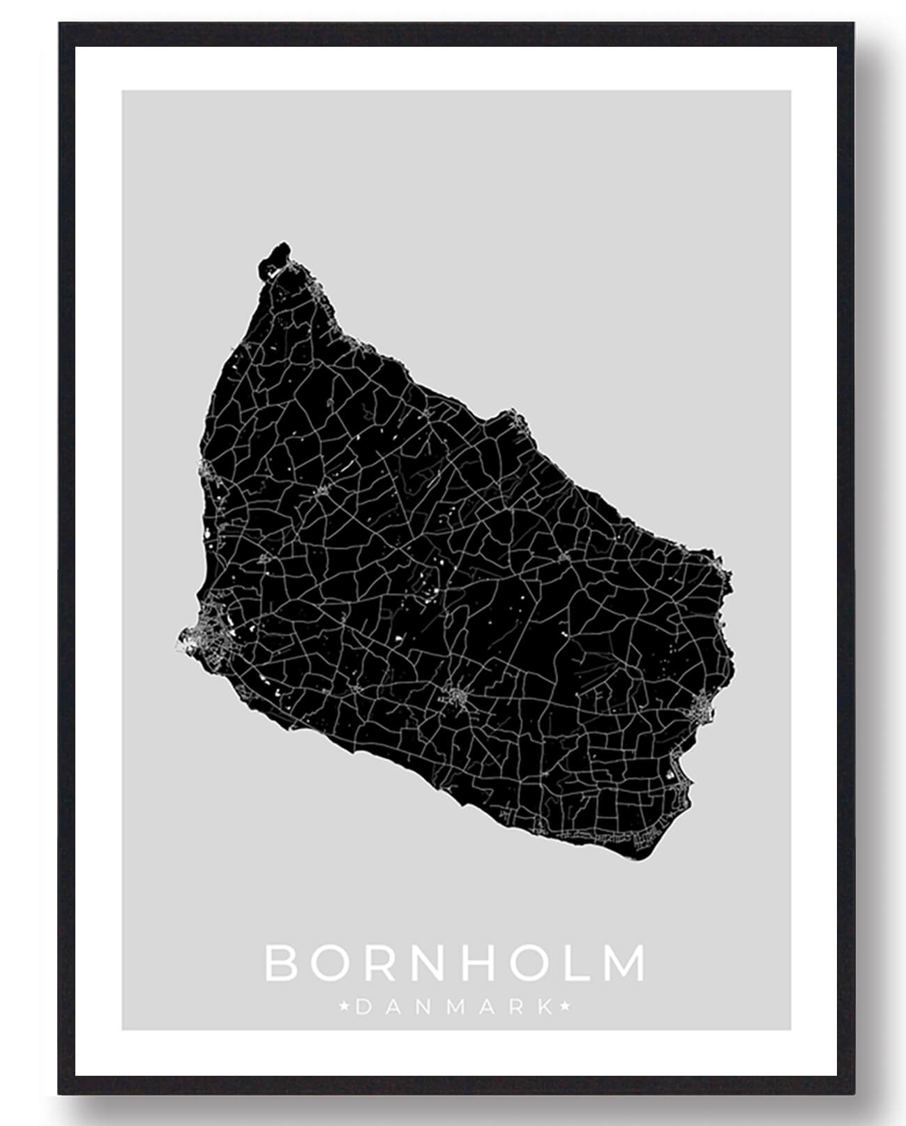 Sort Bornholm Plakat - Plakatdyr.dk Plakater