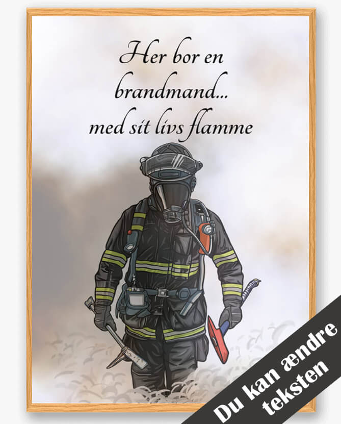 Sort Her Bor Brandmand Plakat - Plakatdyr.dk Plakater