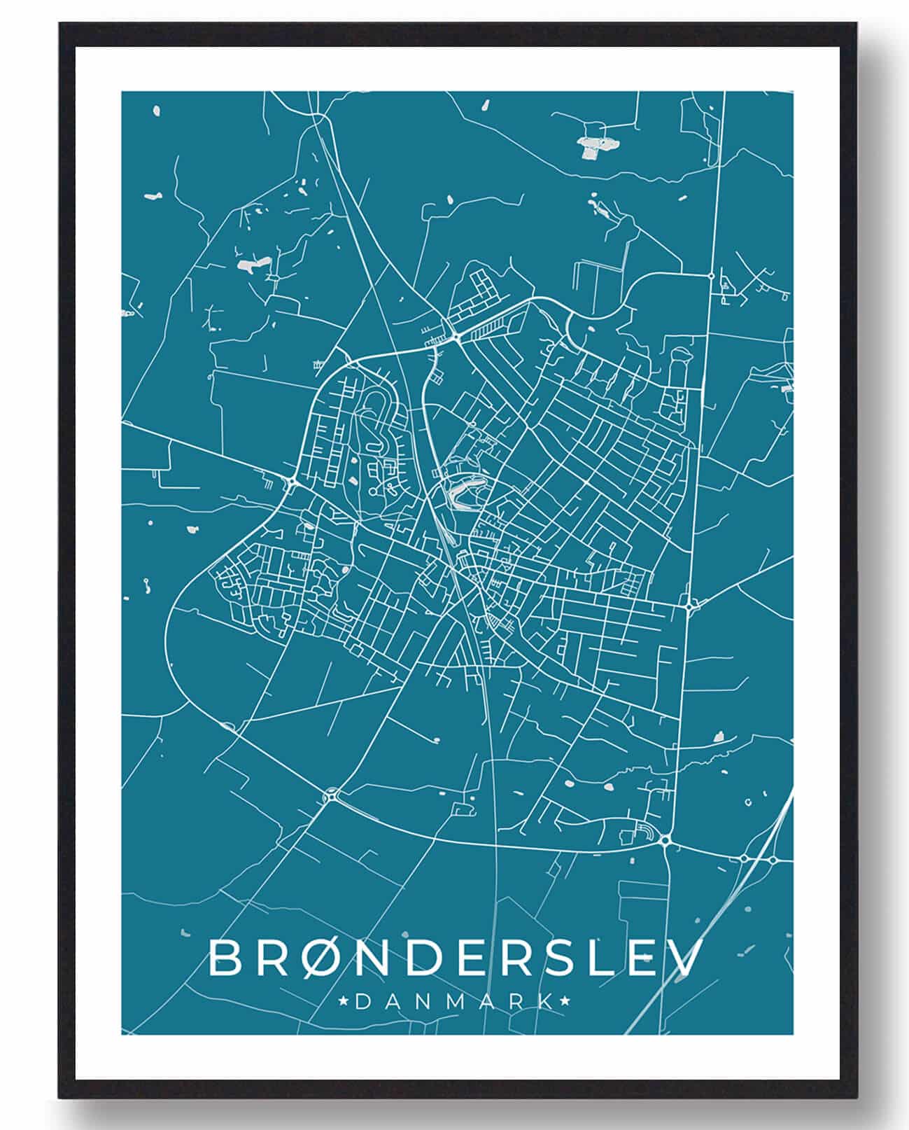 Blå Brønderslev Plakat - Plakatdyr.dk Plakater