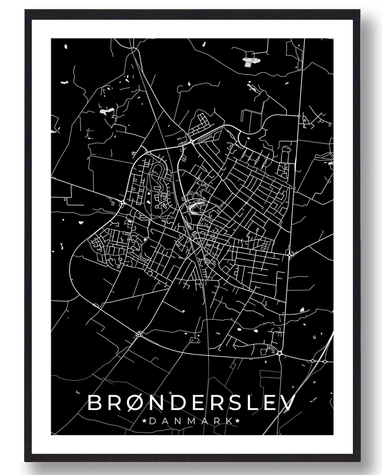 Sort Brønderslev Plakat - Plakatdyr.dk Plakater