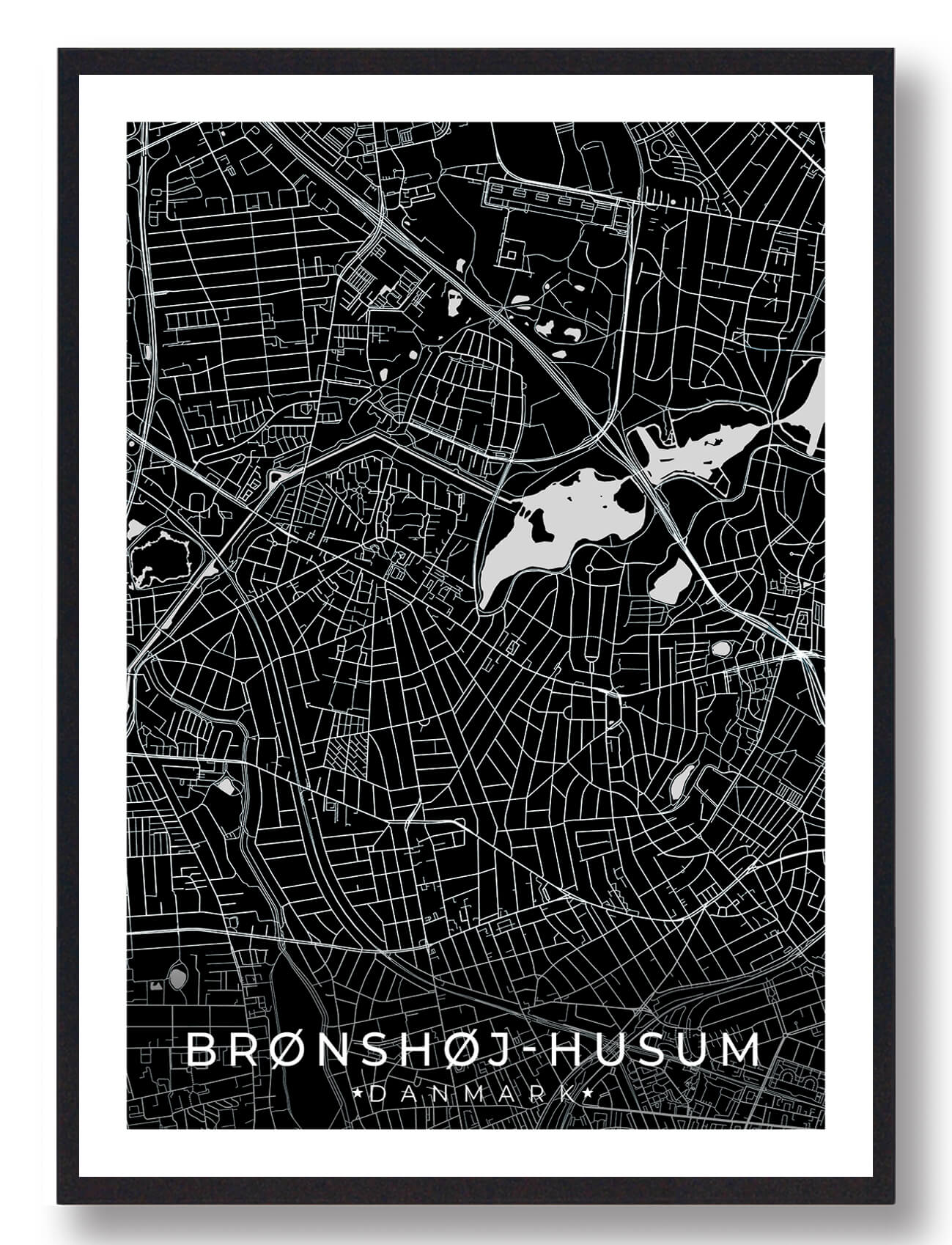 Sort Brønshøj Husum Plakat - Plakatdyr.dk Plakater