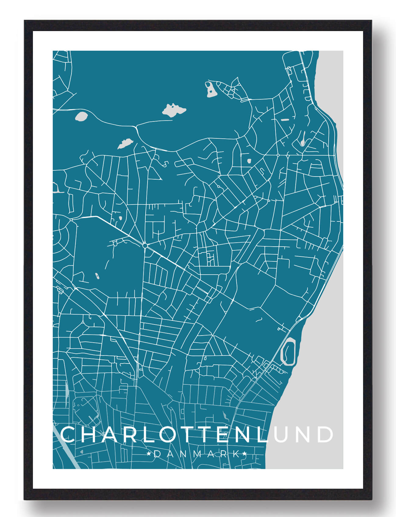 Blå Charlottenlund Plakat - Plakatdyr.dk Plakater