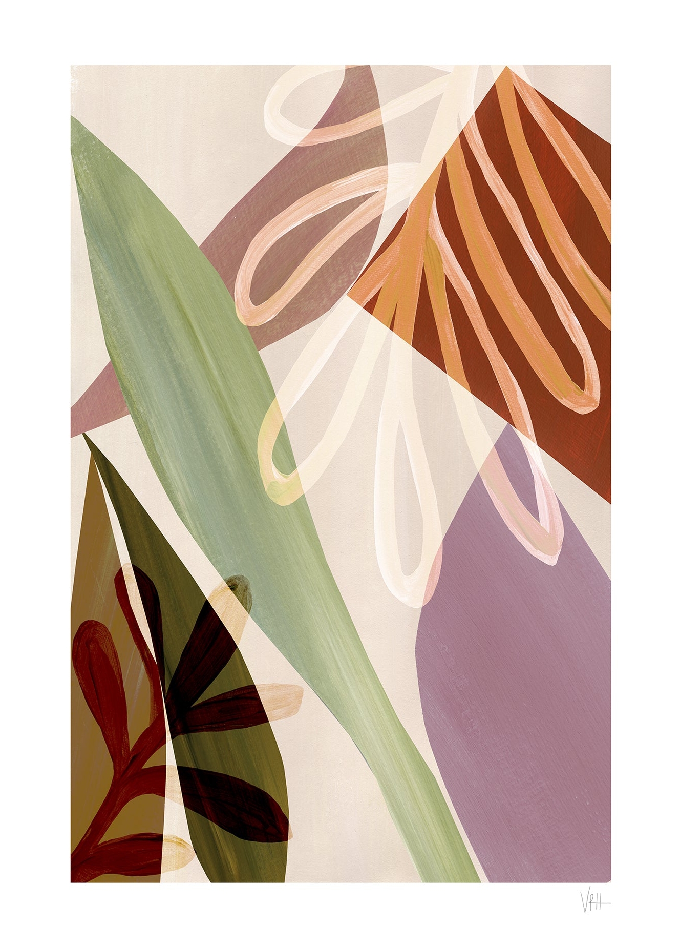 Rosa Desert Leaves Violets Print House - Plakater