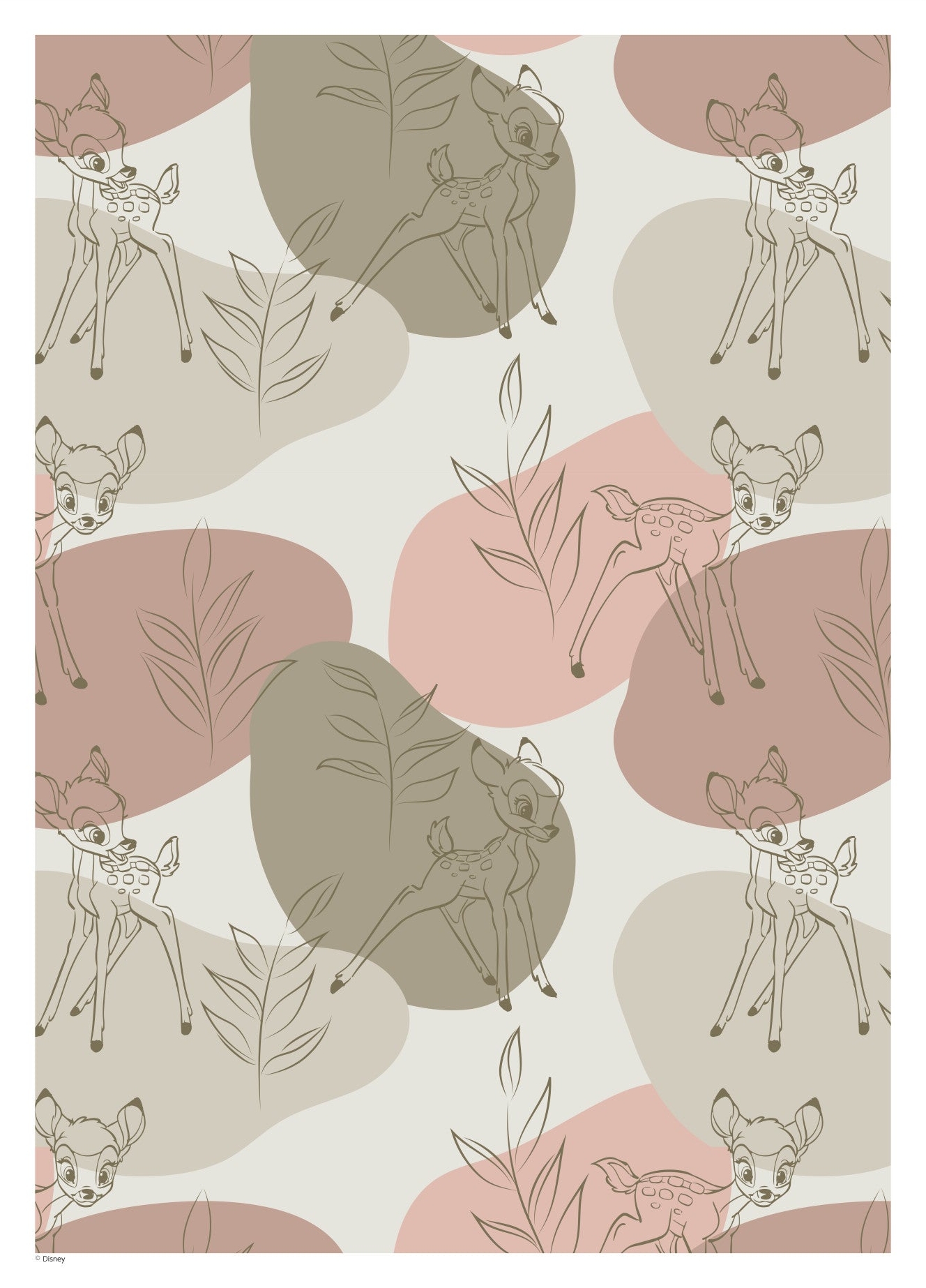 Rosa Bambi Green Outline Disney - Disney Plakater