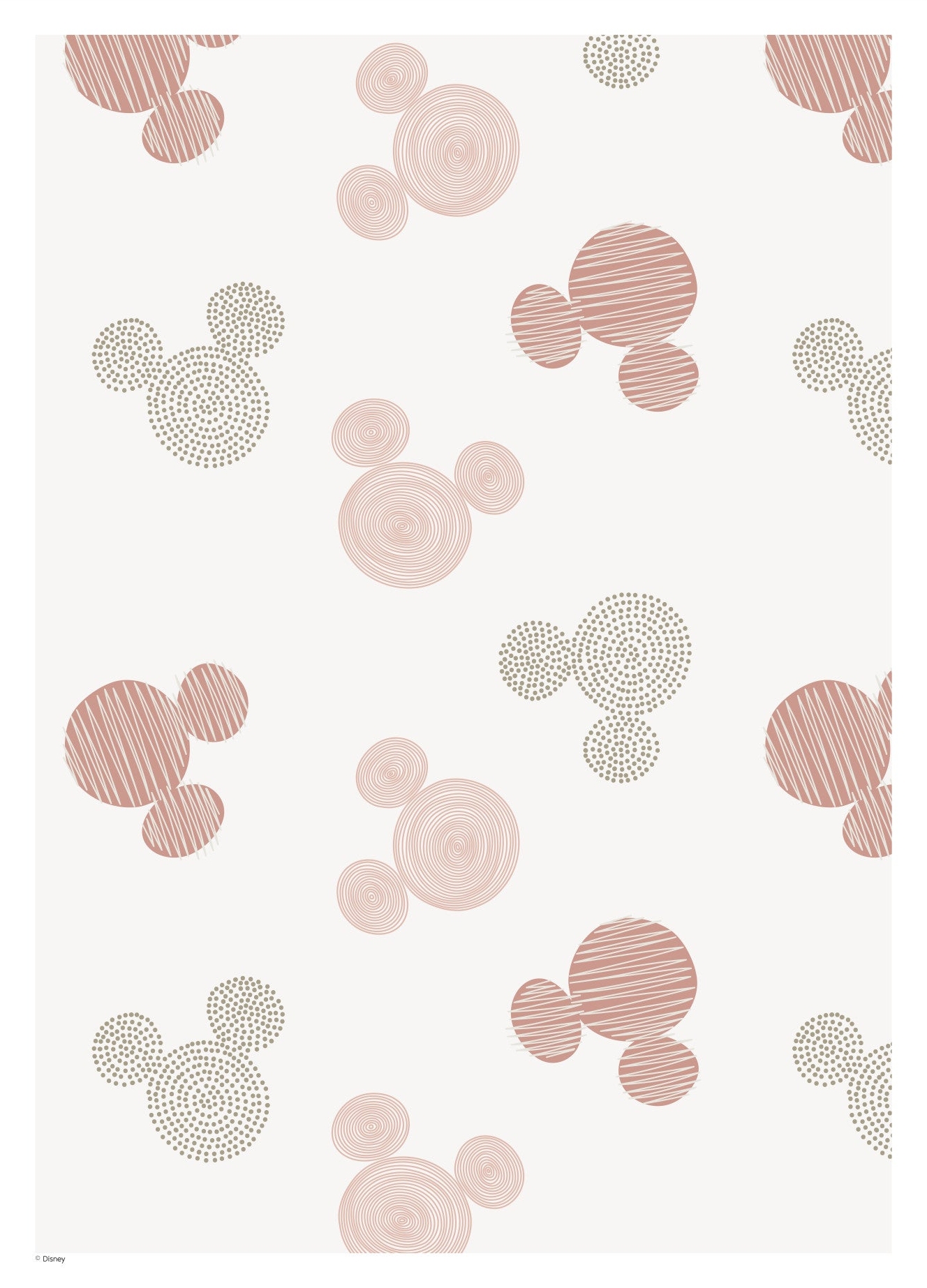 Rosa Mickey Mouse Beige Pattern Disney - Disney Plakater