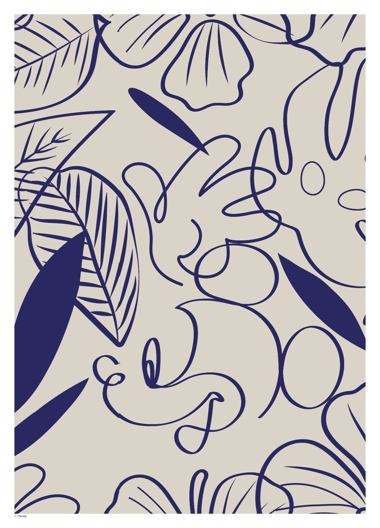 Rosa Mickey Mouse Blue Leaves Disney - Disney Plakater