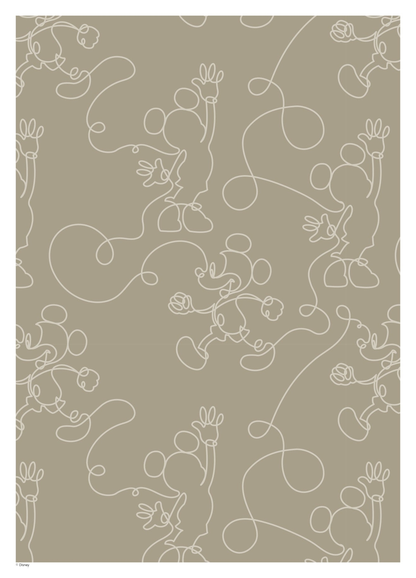 Rosa Mickey Mouse Green & White Outline Disney - Disney Plakater