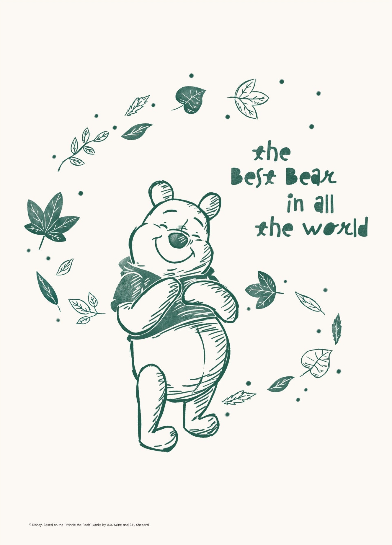 Rosa Peter Plys Cirkel Grønne Blade Disney - Disney Plakater